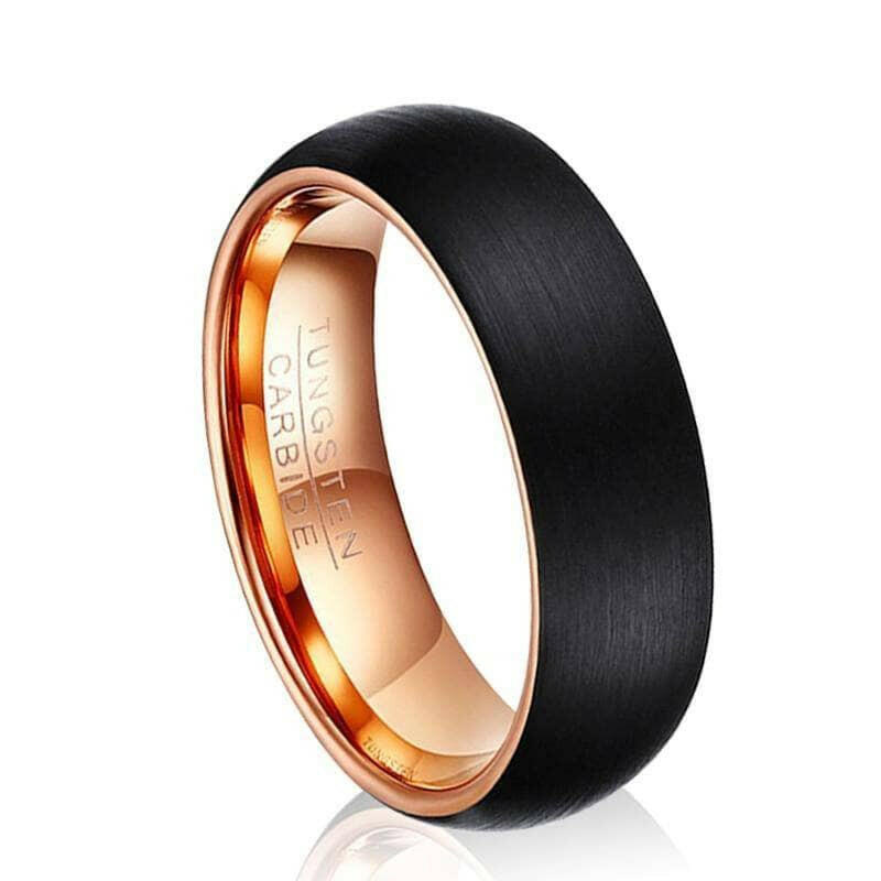 Classic Black & Rose Gold Tungsten Women's Wedding Band-Evani Jewelry