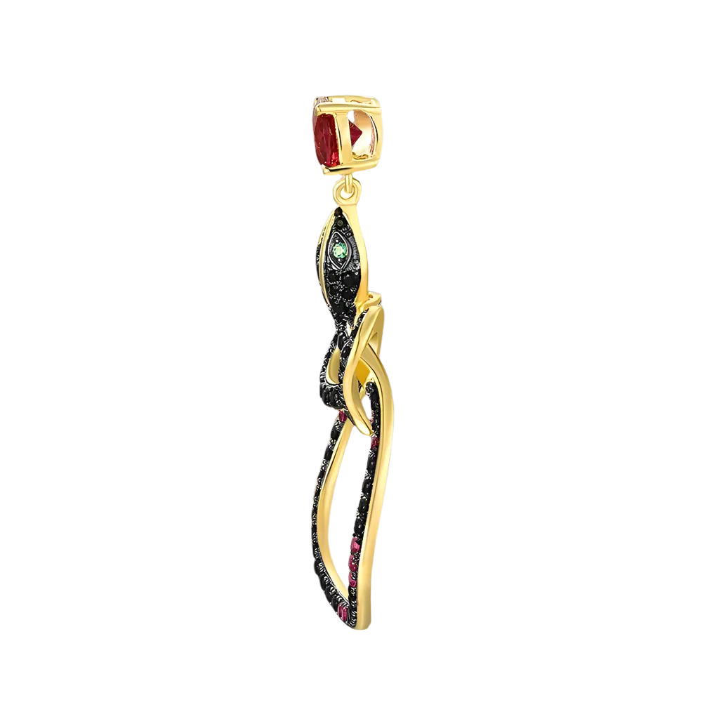 Classic Black Snake Diamond Yellow Gold Pendant-Evani Naomi Jewelry