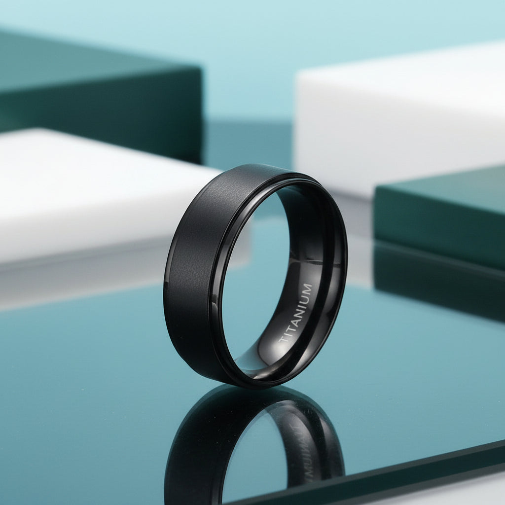 Classic Black Titanium Unisex Wedding Band-Evani Jewelry