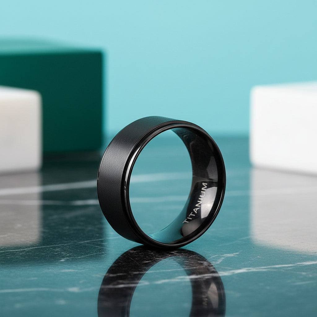 Classic Black Titanium Unisex Wedding Band-Evani Jewelry