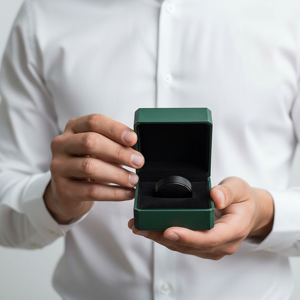 Classic Black Titanium Unisex Wedding Band - Evani Naomi Jewelry