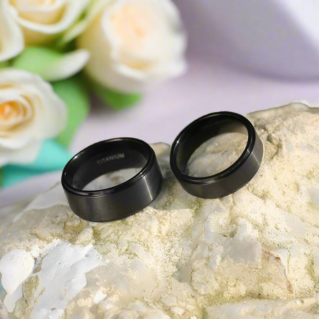 Classic Black Titanium Unisex Wedding Band-Evani Naomi Jewelry