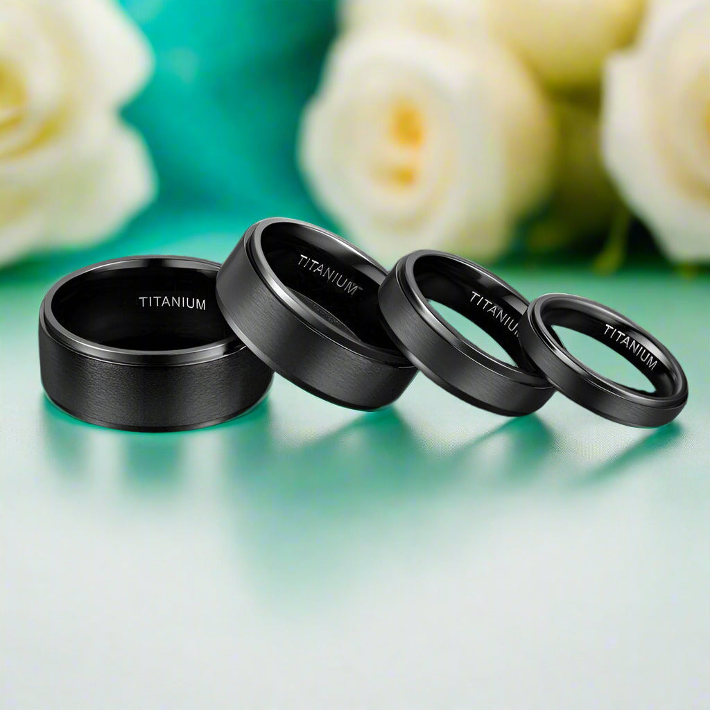 Classic Black Titanium Unisex Wedding Band-Evani Naomi Jewelry