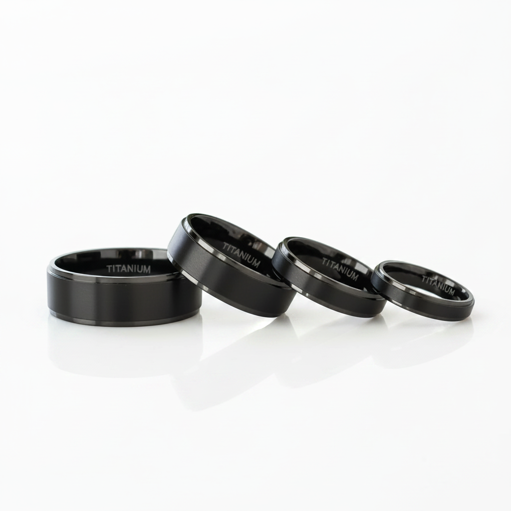 Classic Black Titanium Unisex Wedding Band - Evani Naomi Jewelry