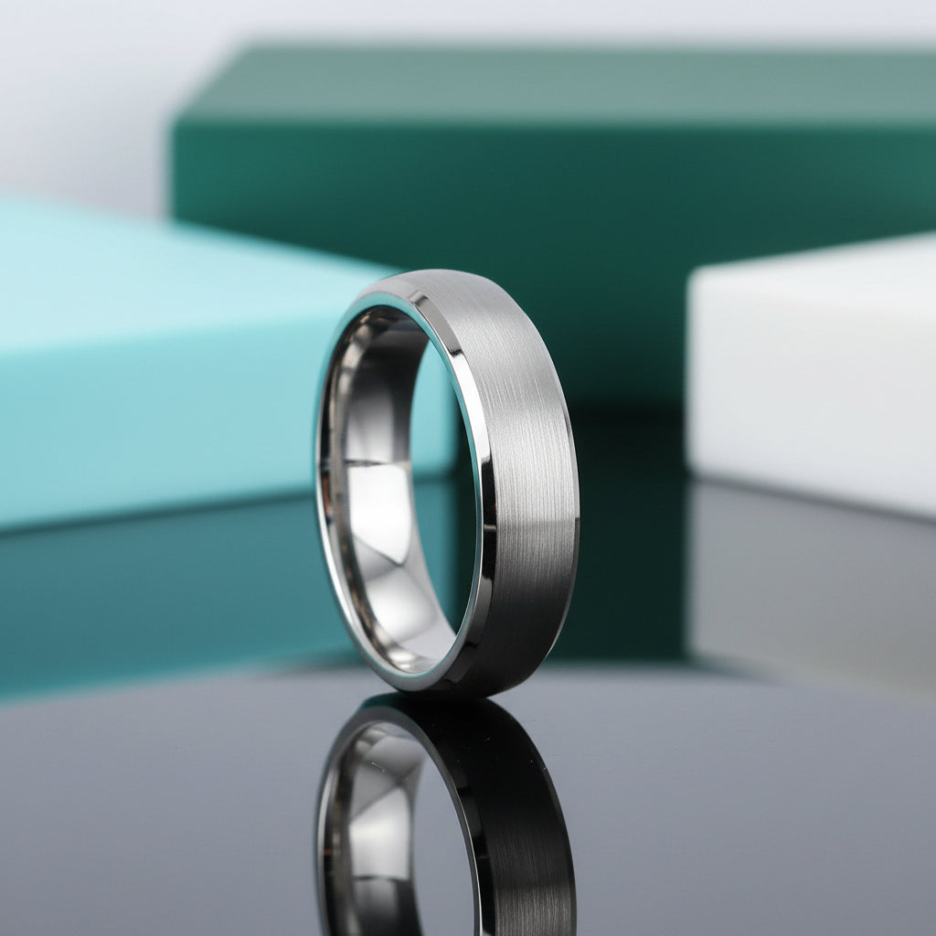 Classic Brushed Domed Titanium Unisex Wedding Band-Evani Jewelry