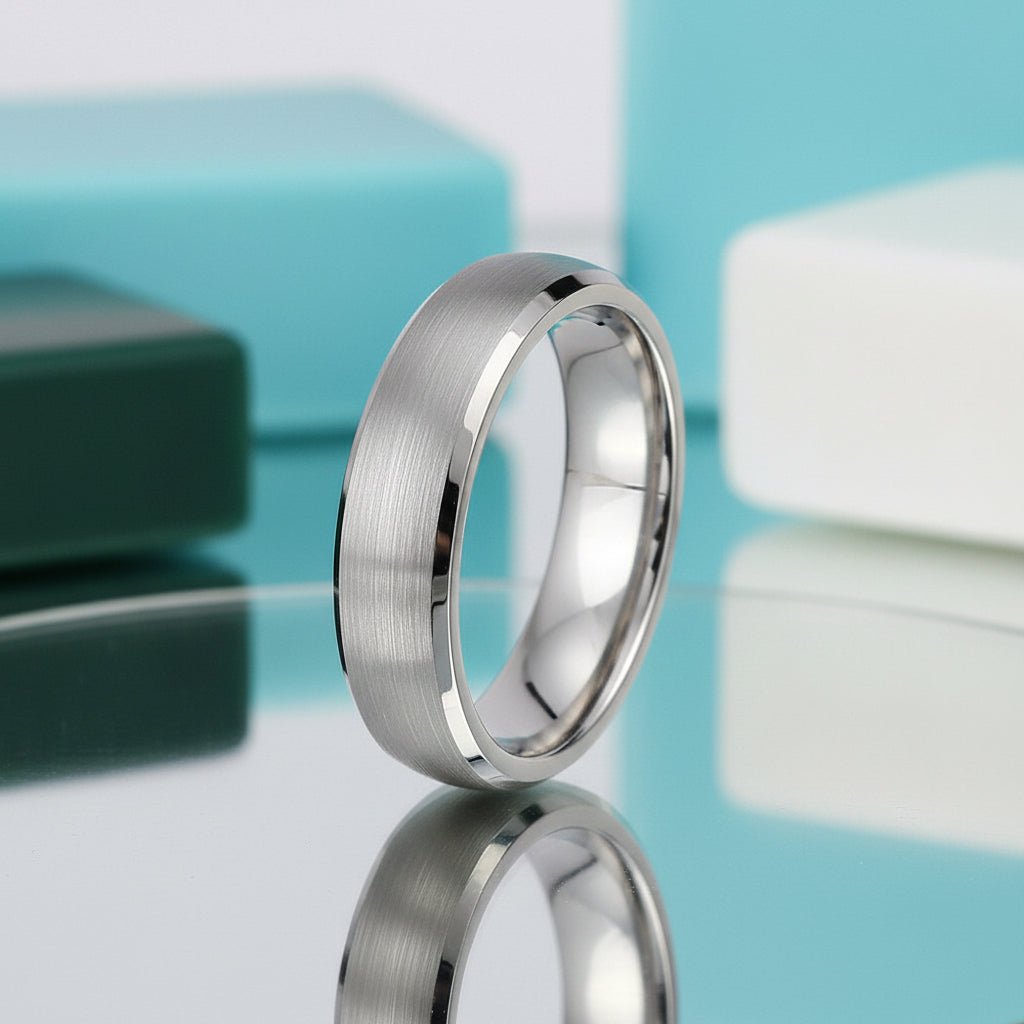 Classic Brushed Domed Titanium Unisex Wedding Band-Evani Jewelry