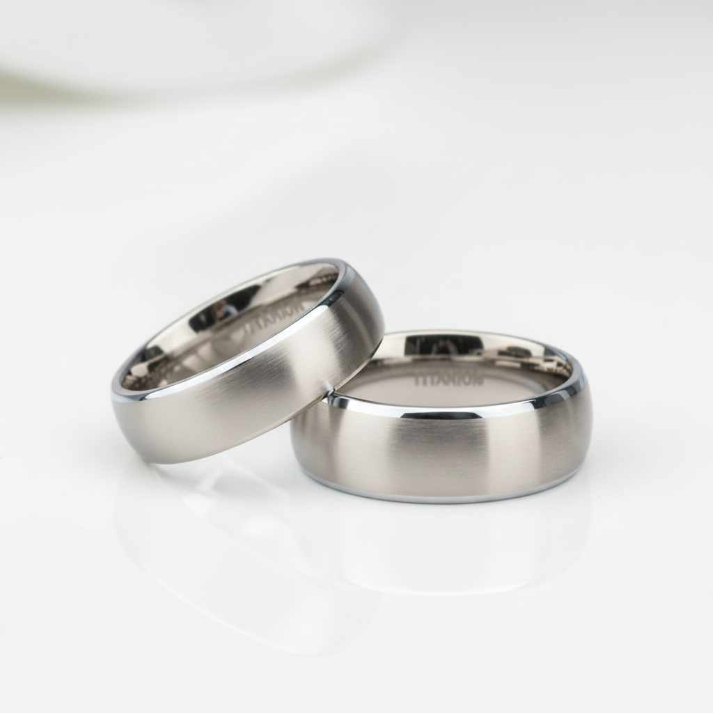Classic Brushed Domed Titanium Unisex Wedding Band - Evani Naomi Jewelry