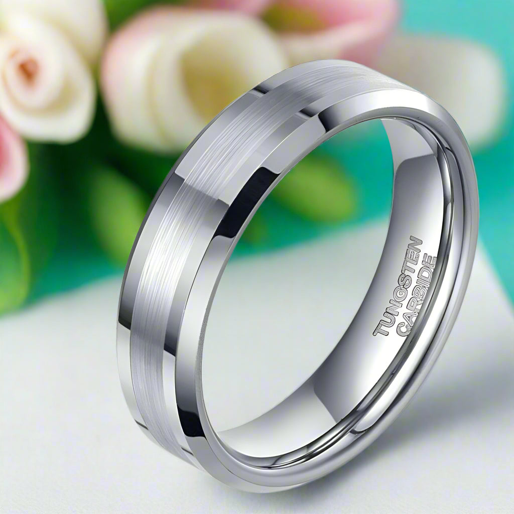 Classic Brushed Tungsten Men's Wedding Band-Evani Naomi Jewelry