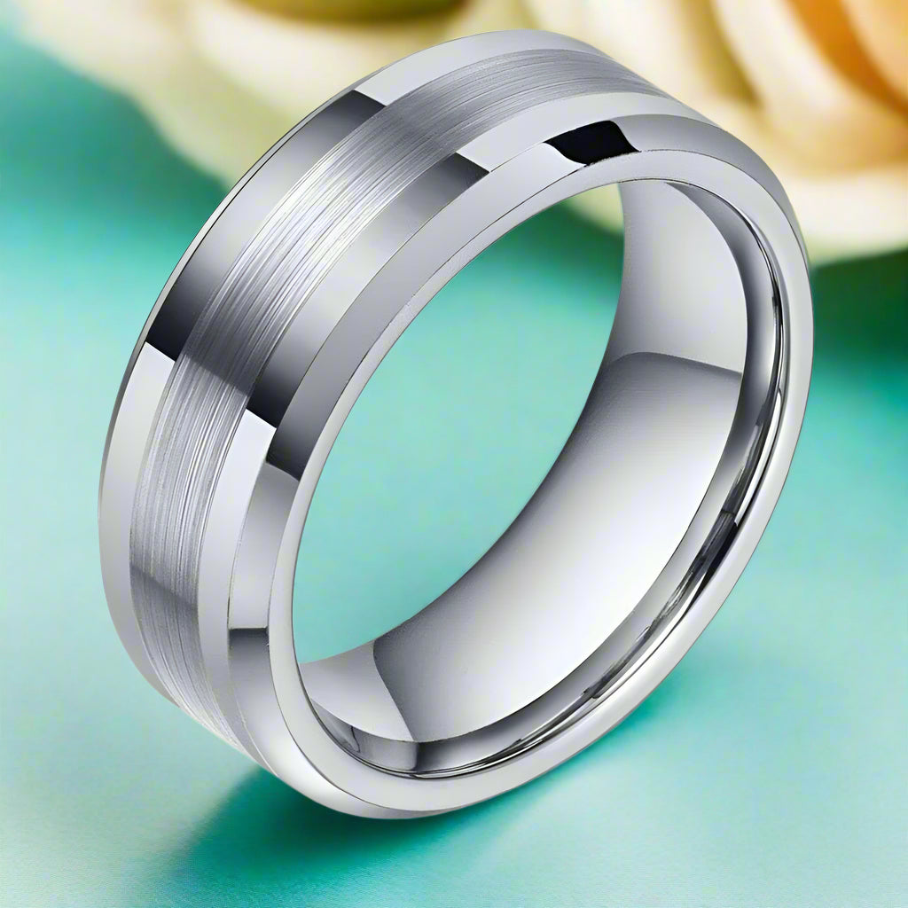 Classic Brushed Tungsten Men's Wedding Band-Evani Naomi Jewelry