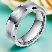 Classic Brushed Tungsten Men's Wedding Band-Evani Naomi Jewelry