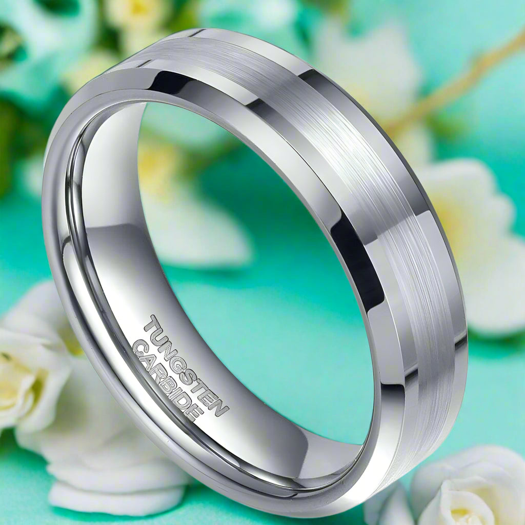 Classic Brushed Tungsten Men's Wedding Band-Evani Naomi Jewelry