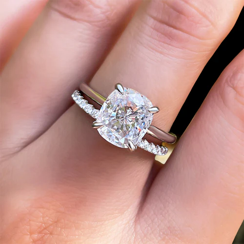 Classic Cushion Cut 3.0 ct Diamond Bridal Set-Evani Naomi Jewelry