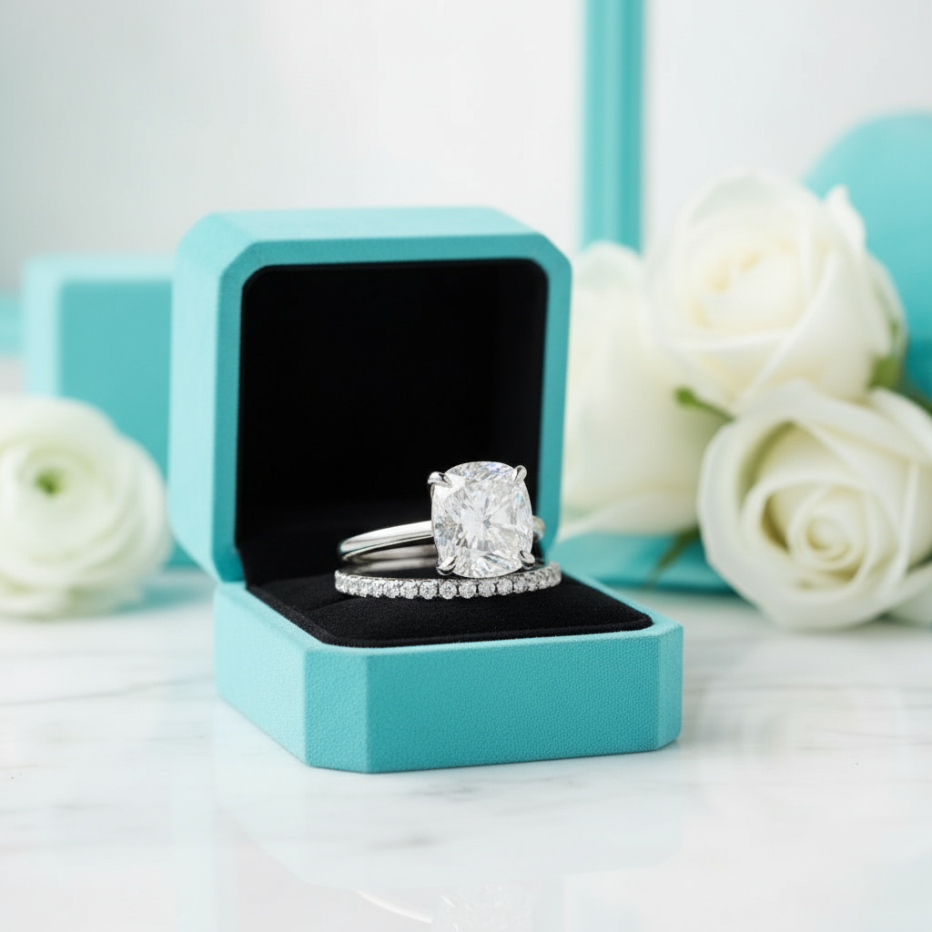 Classic Cushion Cut 3.0 ct Diamond Bridal Set-Evani Jewelry