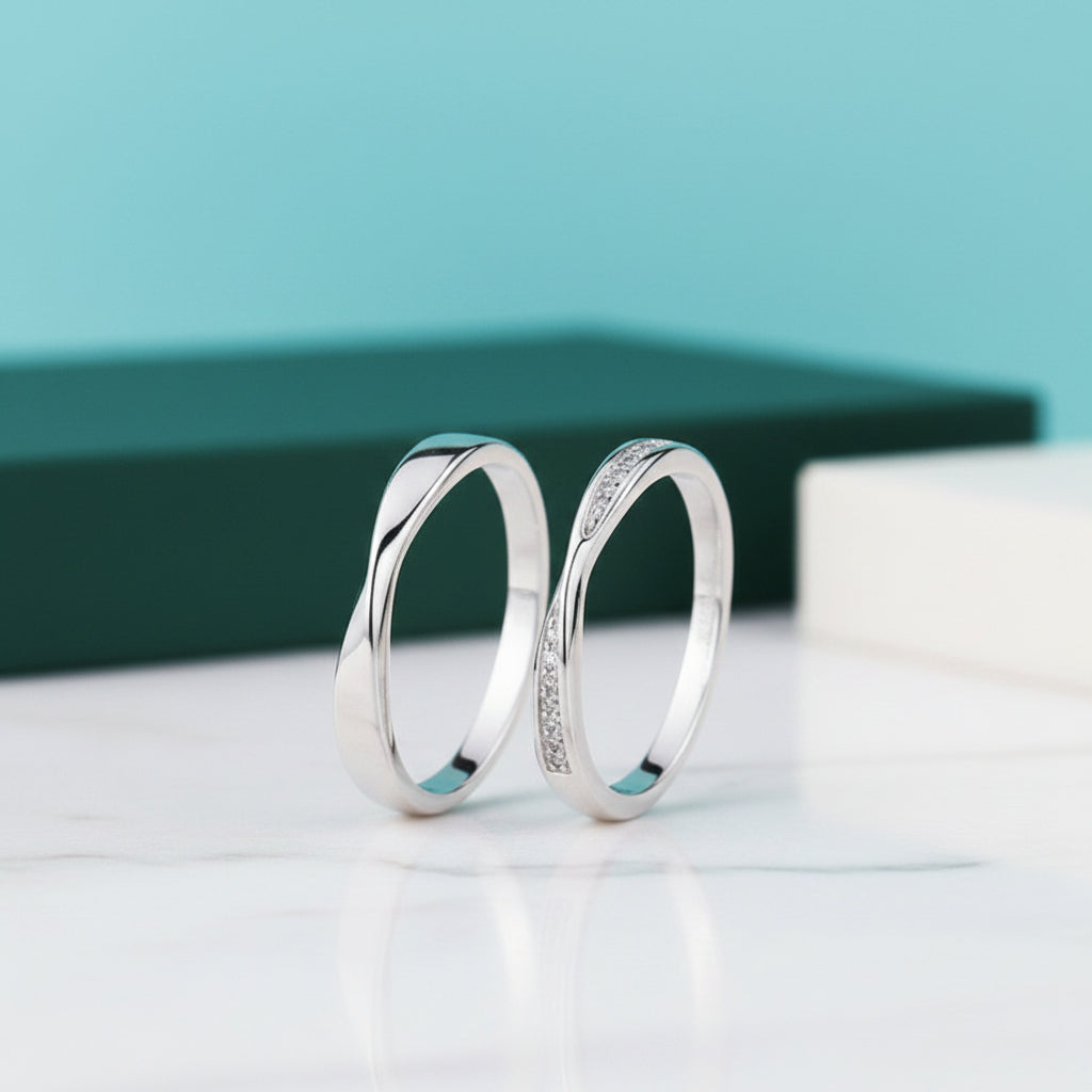 Classic Diamond Couple Wedding Band-Evani Jewelry