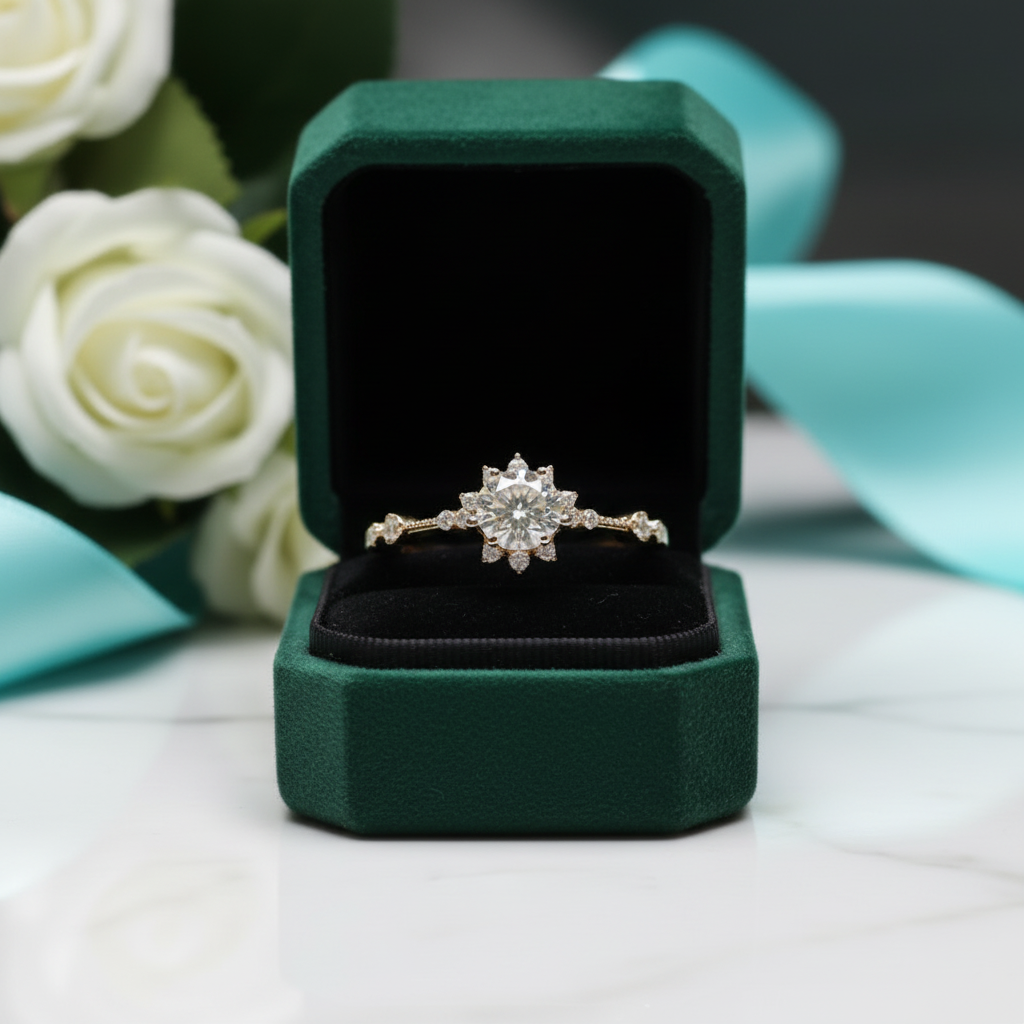 Classic Diamond Option Crackling Engagement Ring