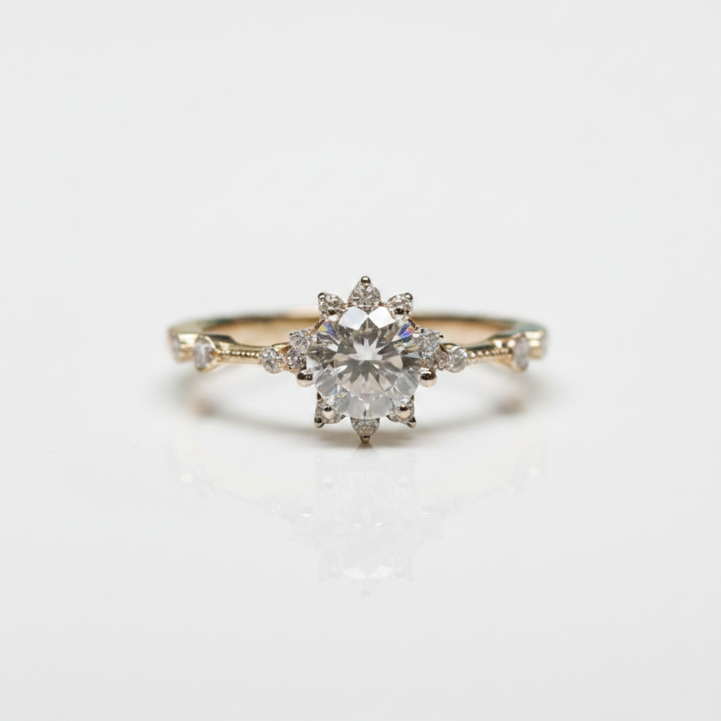 Classic Diamond Option Crackling Engagement Ring