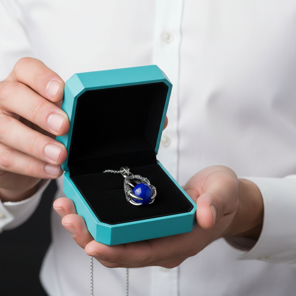 Classic Domineering Sapphire Birthstone Dragon Claw Necklace