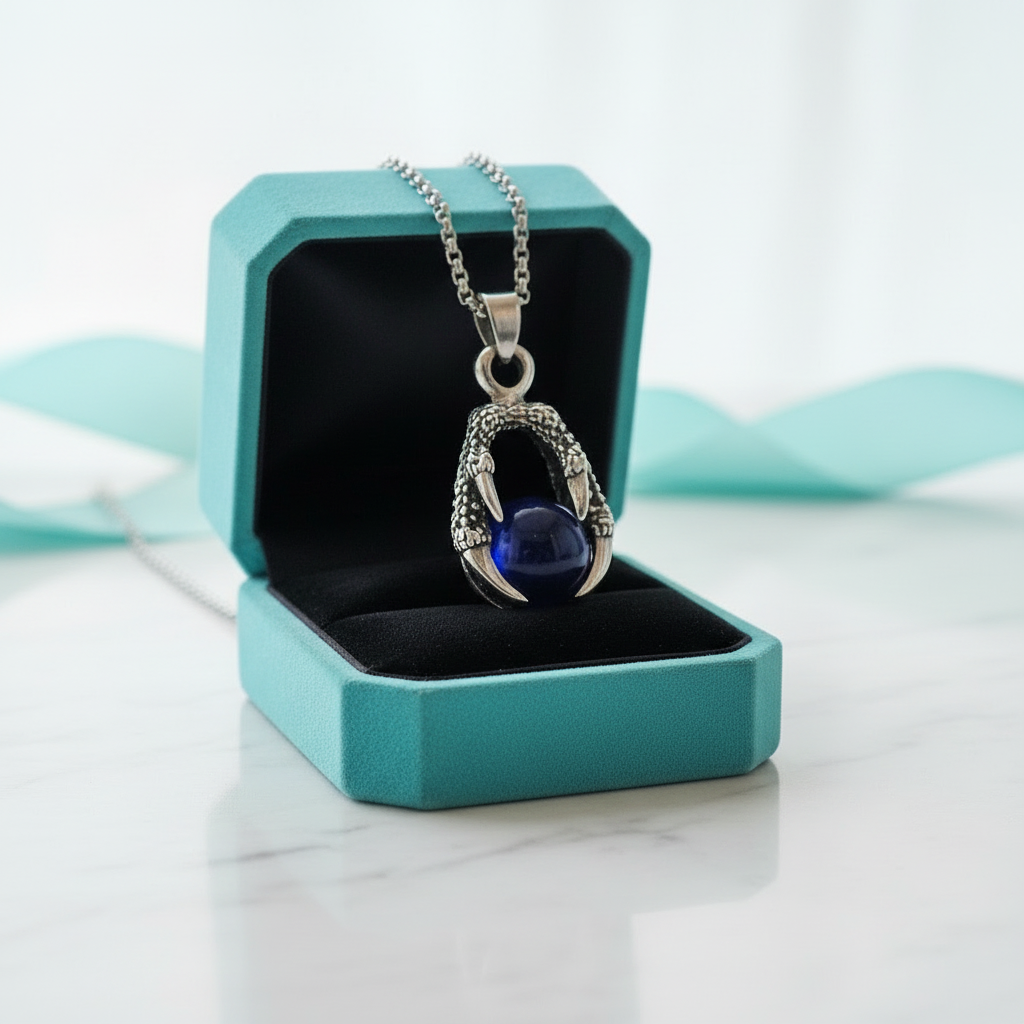 Classic Domineering Sapphire Birthstone Dragon Claw Necklace