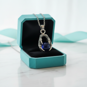 Classic Domineering Sapphire Birthstone Dragon Claw Necklace