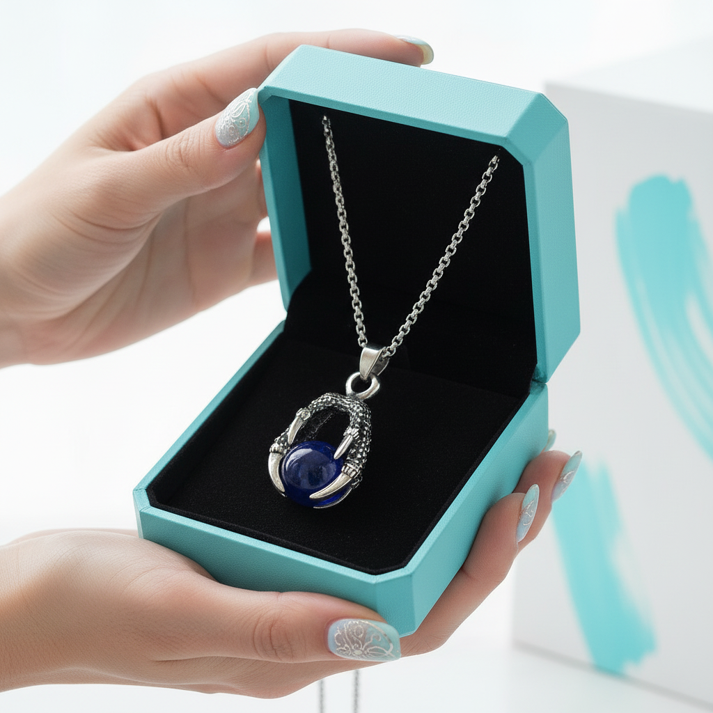 Classic Domineering Sapphire Birthstone Dragon Claw Necklace