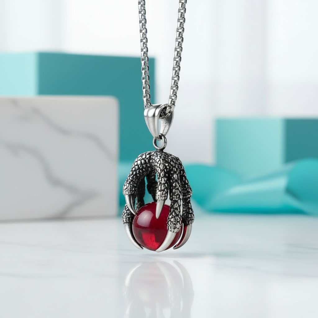 Classic Domineering Ruby Dragon Claw Necklace-Evani Jewelry