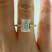 Classic Emerald Cut 4.0 ct Diamond Yellow Gold Engagement Ring-Evani Naomi Jewelry