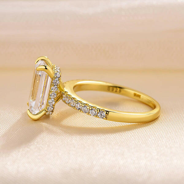 Classic Emerald Cut 4.0 ct Diamond Yellow Gold Engagement Ring-Evani Naomi Jewelry