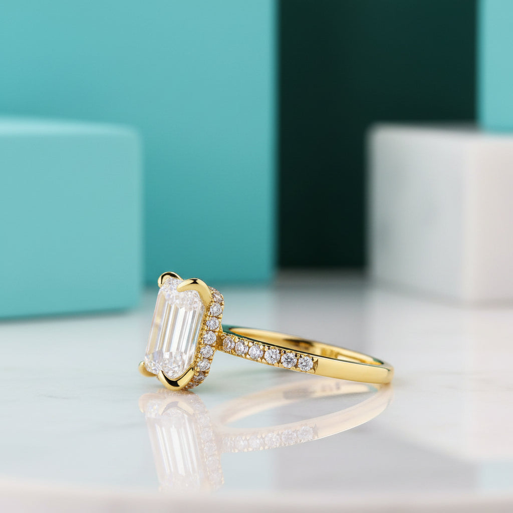 Classic Emerald Cut 4.0 ct Diamond Yellow Gold Engagement Ring-Evani Jewelry