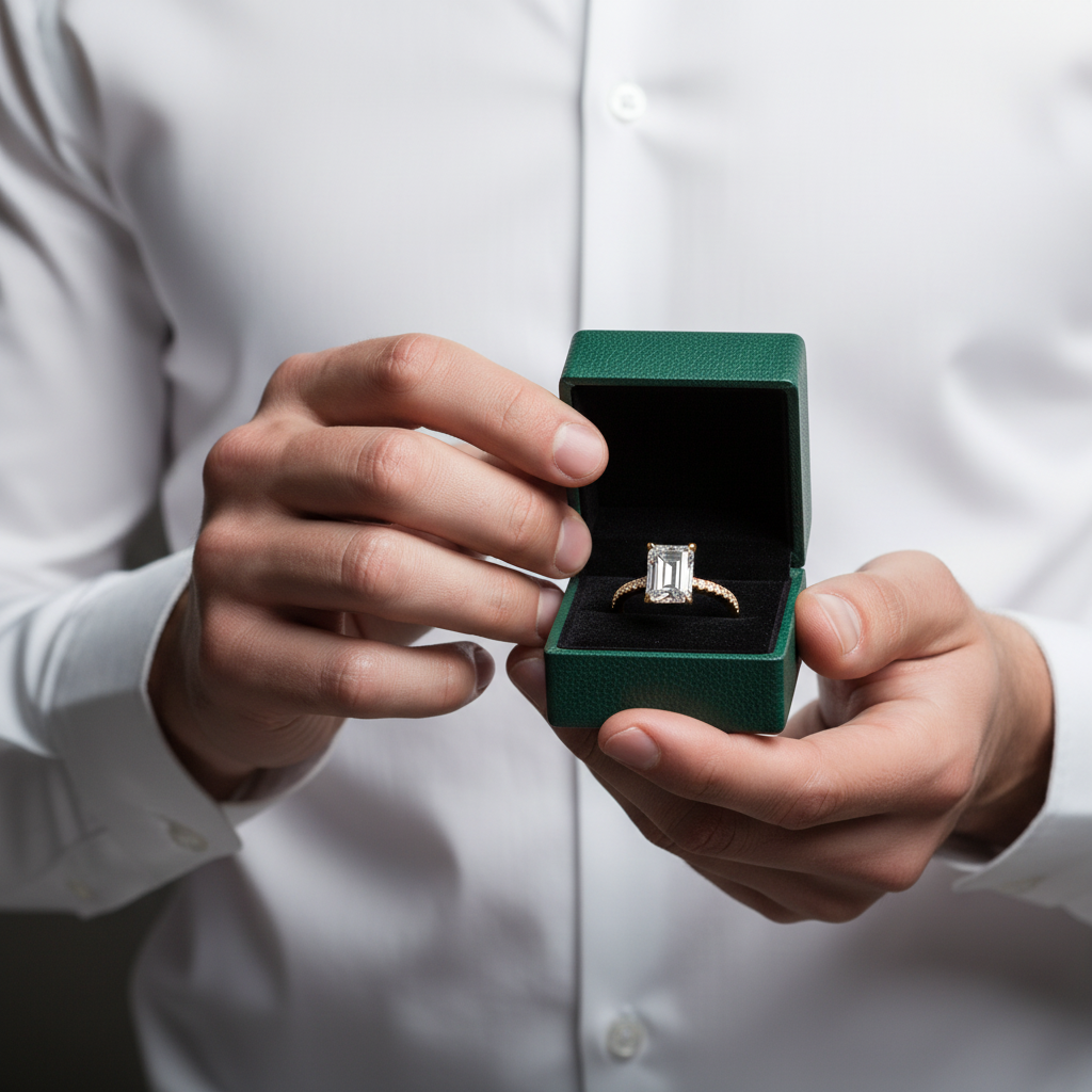 Classic Emerald Cut 4.0 ct Diamond Option Yellow Gold Engagement Ring - Evani Naomi Jewelry