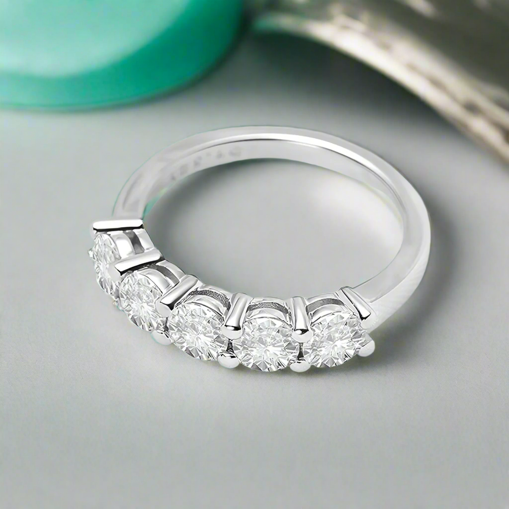 Classic Five Round Diamond Wedding Band-Evani Naomi Jewelry