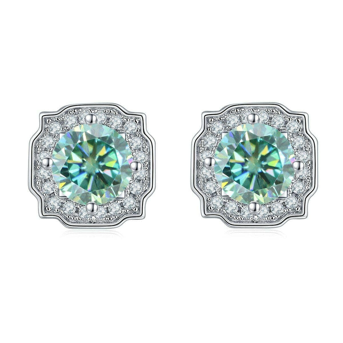 Classic Green Round Diamond Stud Earrings-Evani Jewelry