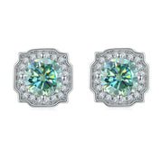 Classic Green Round Diamond Stud Earrings-Evani Naomi Jewelry