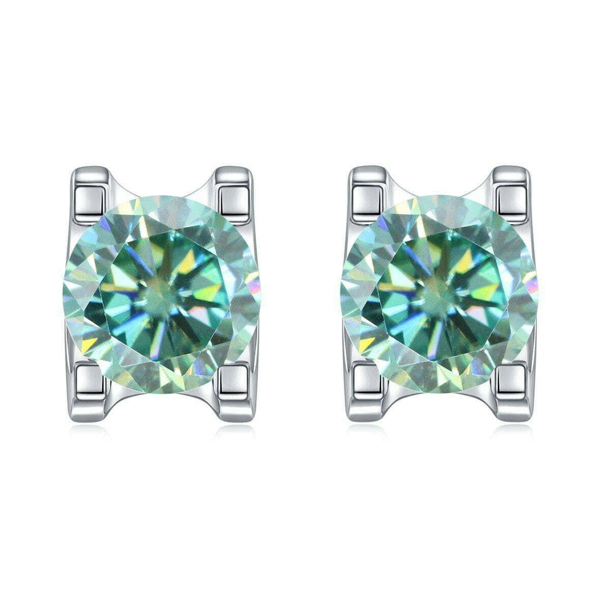 Classic Green Round Diamond Stud Earrings-Evani Naomi Jewelry