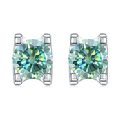Classic Green Round Diamond Stud Earrings-Evani Naomi Jewelry