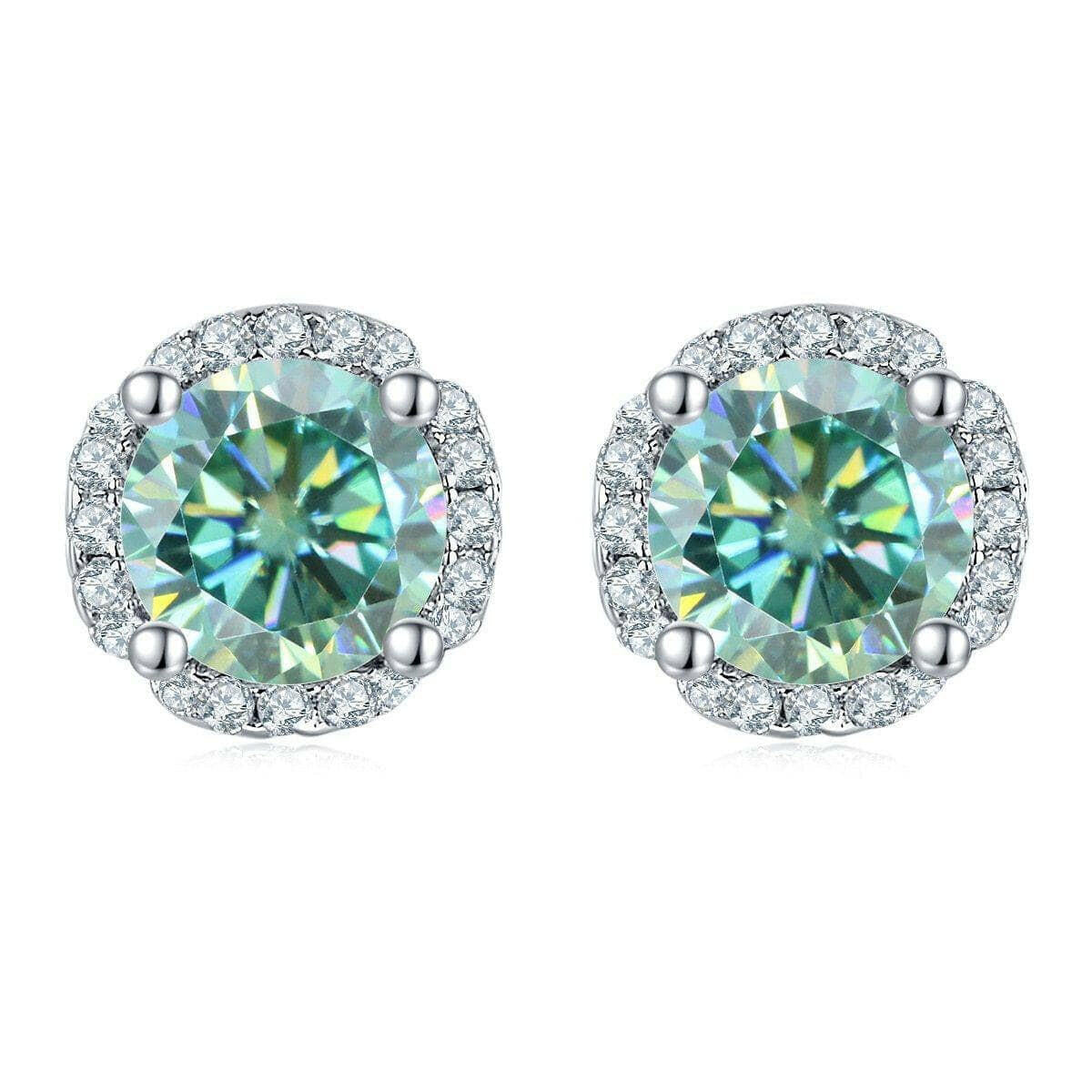 Classic Green Round Diamond Stud Earrings-Evani Naomi Jewelry