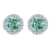 Classic Green Round Diamond Stud Earrings-Evani Naomi Jewelry