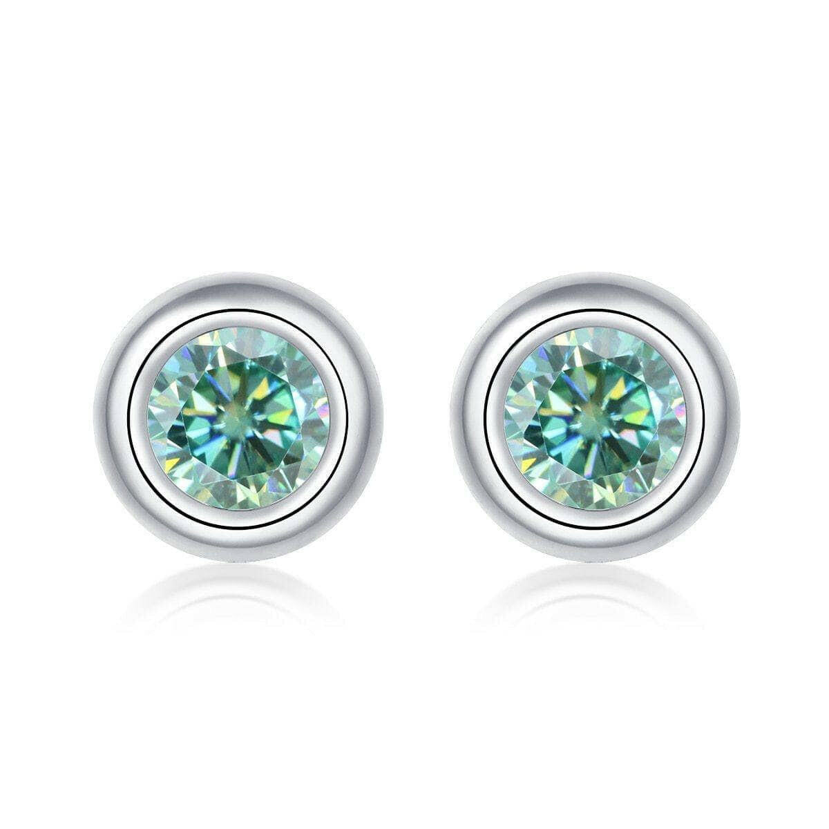 Classic Green Round Diamond Stud Earrings-Evani Naomi Jewelry