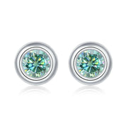 Classic Green Round Diamond Stud Earrings-Evani Naomi Jewelry