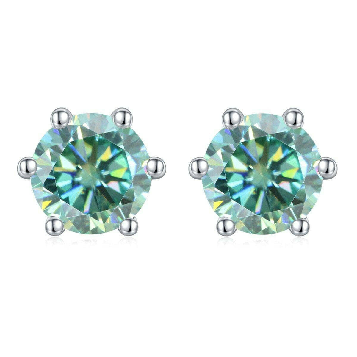 Classic Green Round Diamond Stud Earrings-Evani Naomi Jewelry