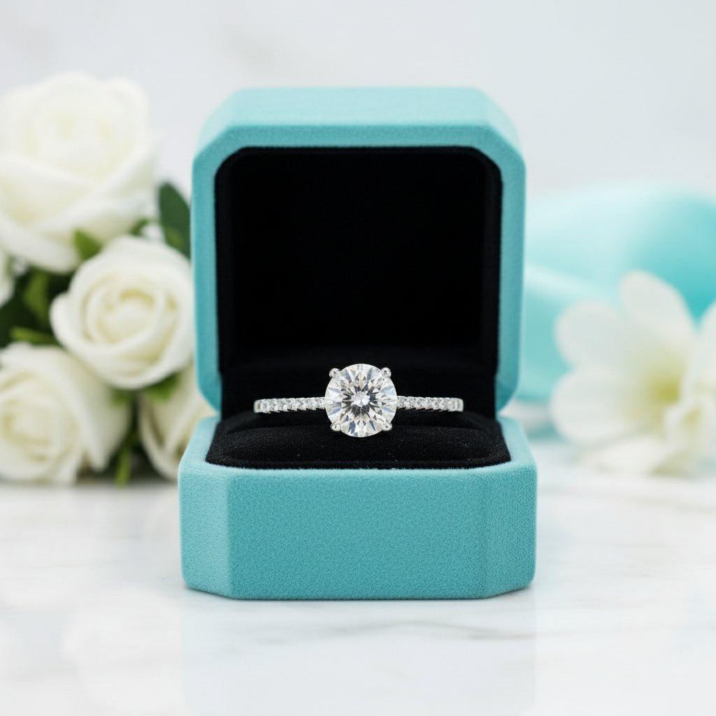 Classic 1.25 ct Half-Eternity Diamond Engagement Ring-Evani Jewelry
