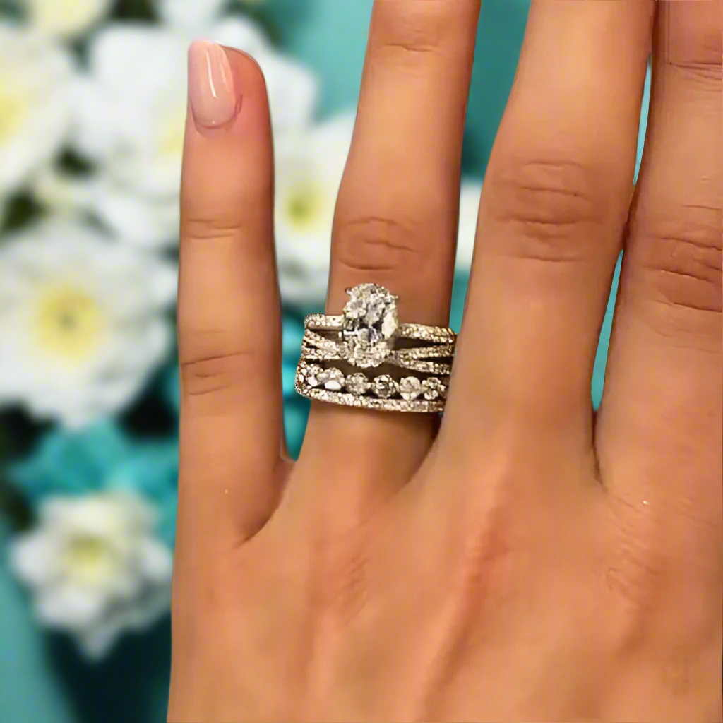 Classic Oval Cut 3.5ct Diamond Bridal Set-Evani Naomi Jewelry