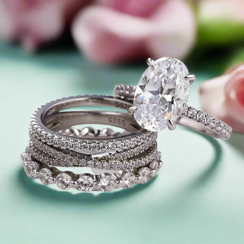 Classic Oval Cut 3.5ct Diamond Bridal Set-Evani Naomi Jewelry