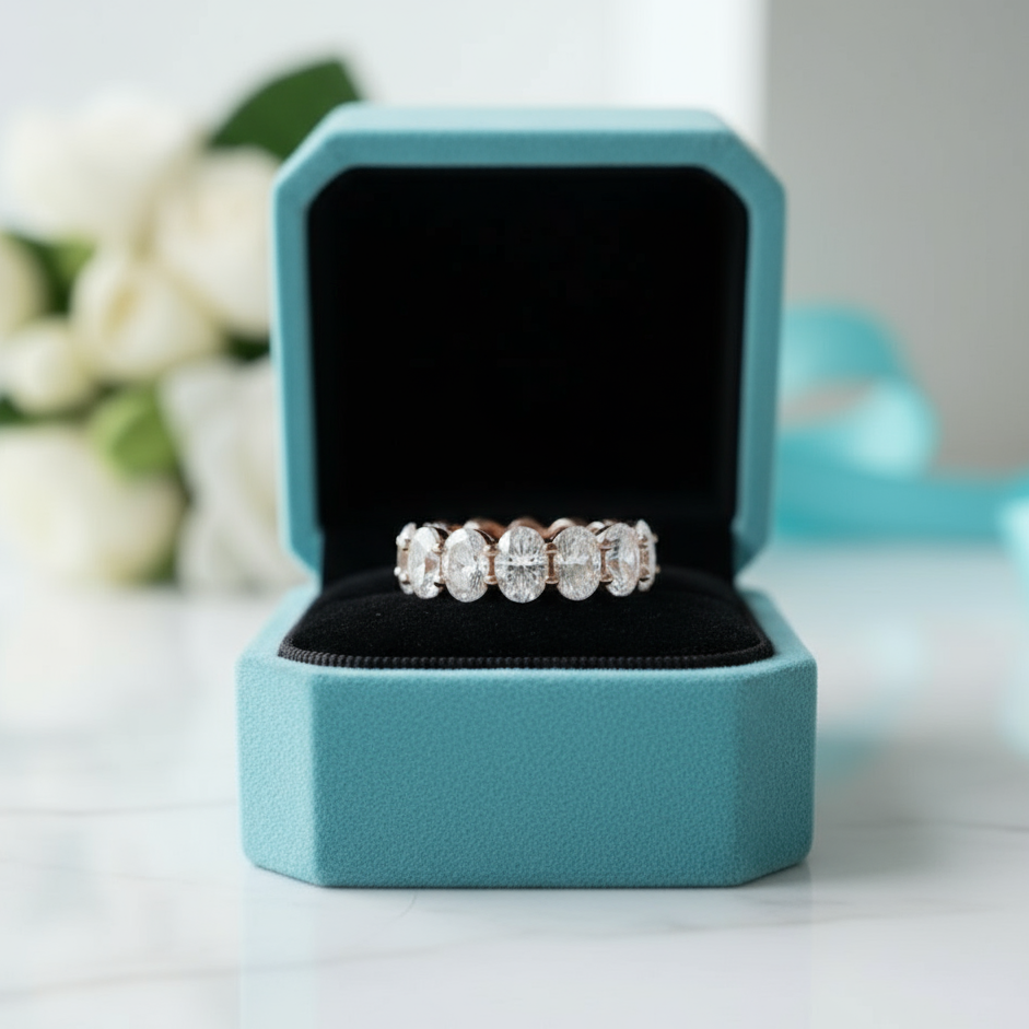 8.5ct Classic Oval Cut Diamond Wedding Band-Evani Jewelry