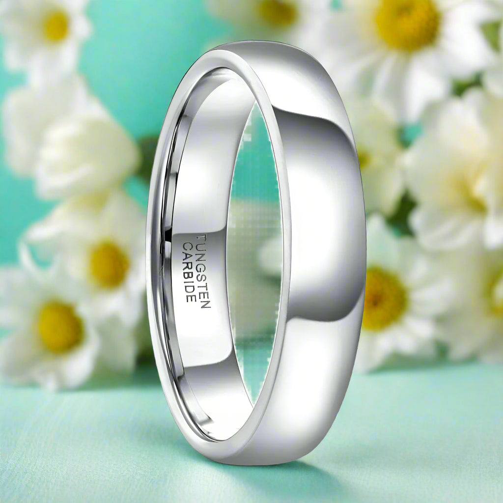 Classic Polished Unisex Tungsten Wedding Band-Evani Jewelry