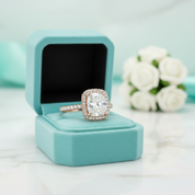 Classic Rose Gold Halo Radiant Cut Diamond Engagement Ring-Evani Jewelry