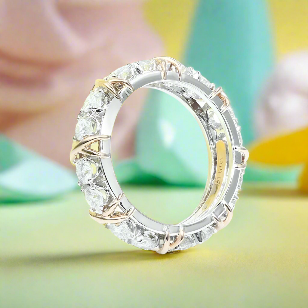 Classic Rose and White Gold Diamond Eternity Wedding Band-Evani Naomi Jewelry
