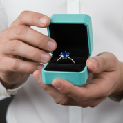 Classic Round Cut 2.0ct Blue Sapphire White Gold Engagement Ring