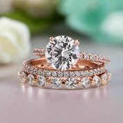 Classic Round Cut 2.0ct Rose Gold Wedding Set-Evani Naomi Jewelry