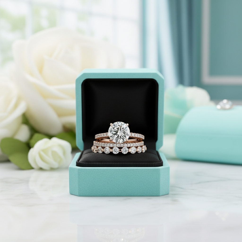 2.0ct Classic Round Cut Diamond Rose Gold Wedding Set-Evani Jewelry