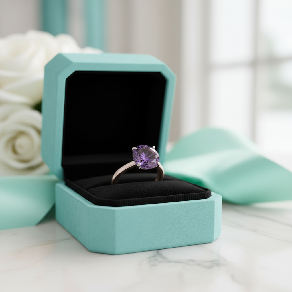 Classic Round Cut 3.5ct Amethyst Purple Engagement Ring-Evani Jewelry